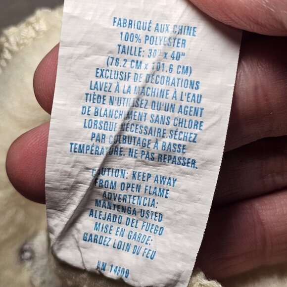 VTG Y2K Carters Light Yellow Fleece Baby Blanket Blue Green Bear Dog Animal - Picture 8 of 8